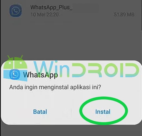 instal aplikasi wa plus di android