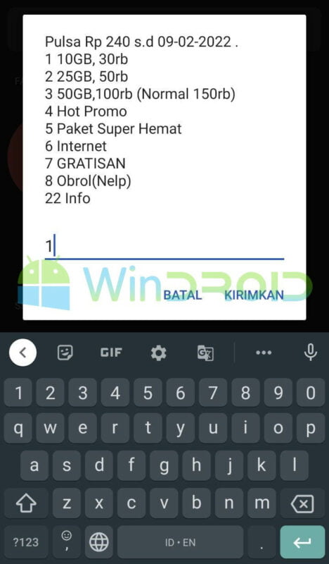 how to register im3 internet package for android