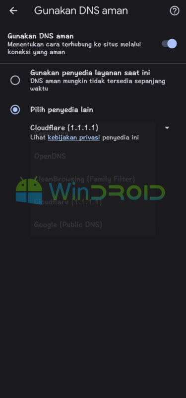 ganti dns google sg di hp android